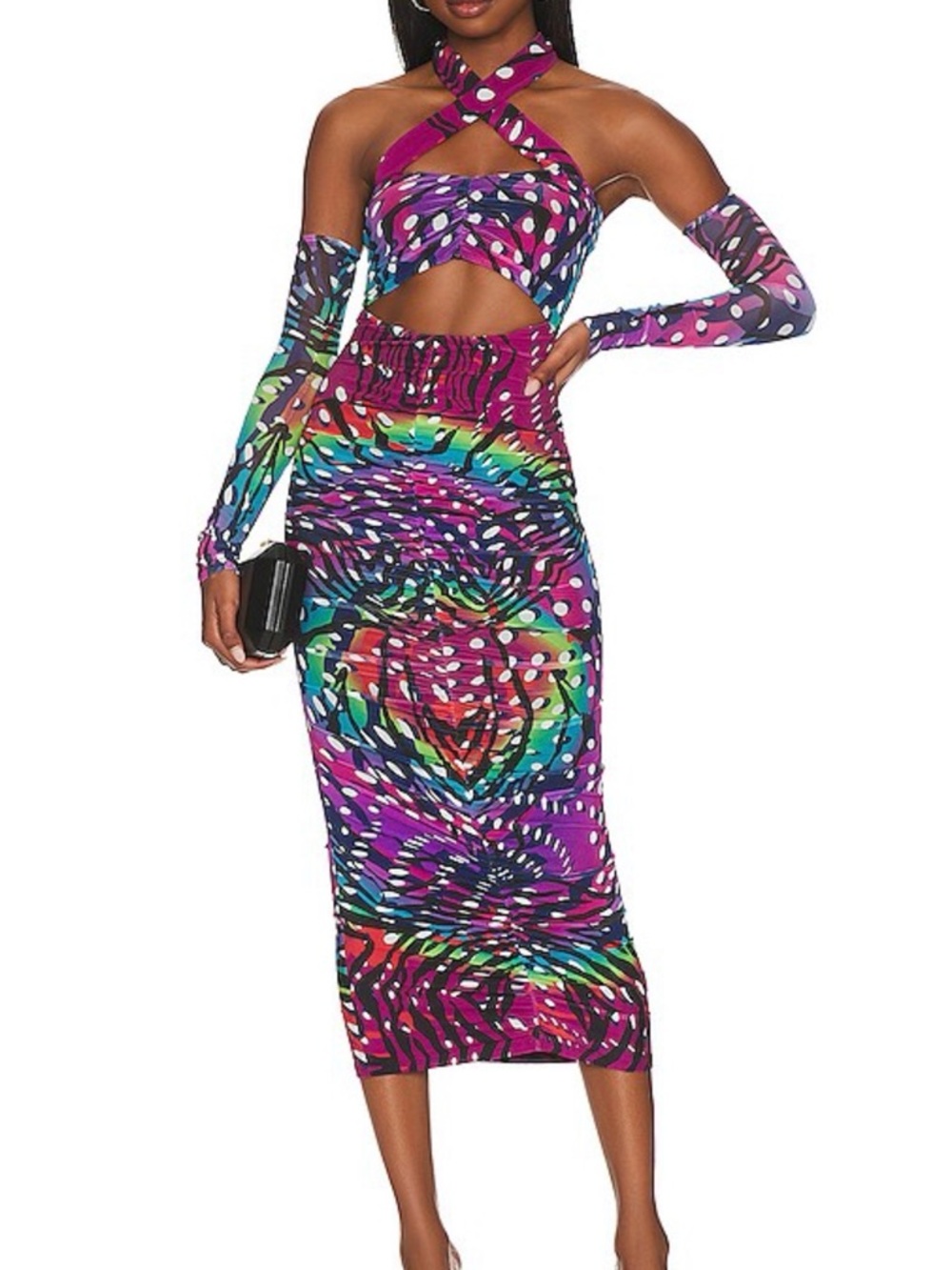 AFRM Rosanna Dress, Medium, NWT, zebra multicolor abstract